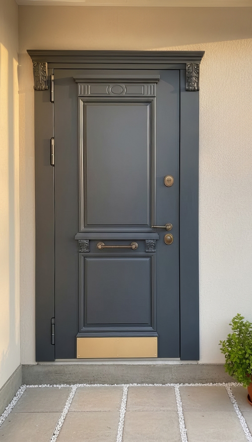 Дверь с капителями и отбойником Дверь с капителями и отбойником